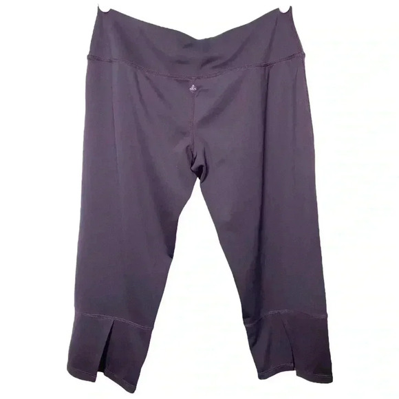 Prana Yoga Dark Purple Cropped Back Slit Hem Wide Leg Yoga Pants Size M - Picture 1 of 6
